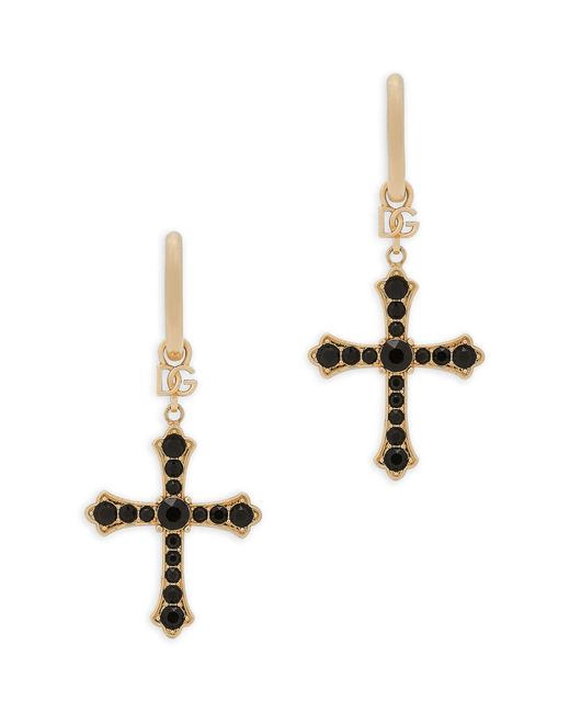 Dolce & Gabbana White Cross Pendant Earrings