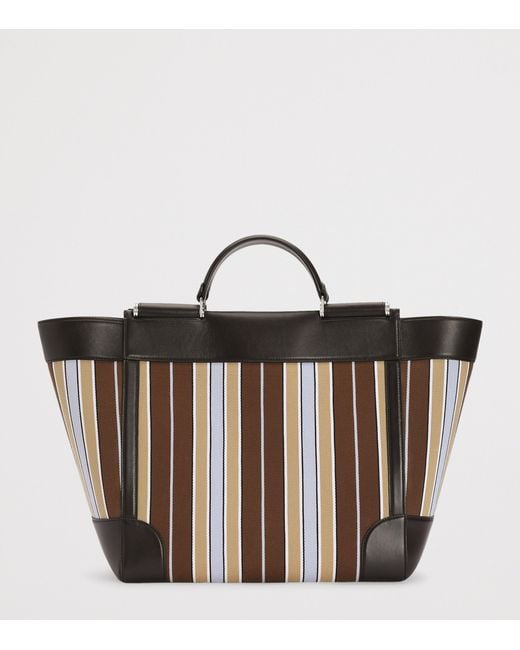 Dolce & Gabbana Brown Striped Sicily Tote Bag for men