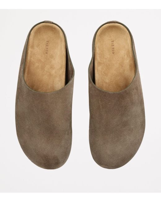The Row Brown Hugo Suede Slides for men