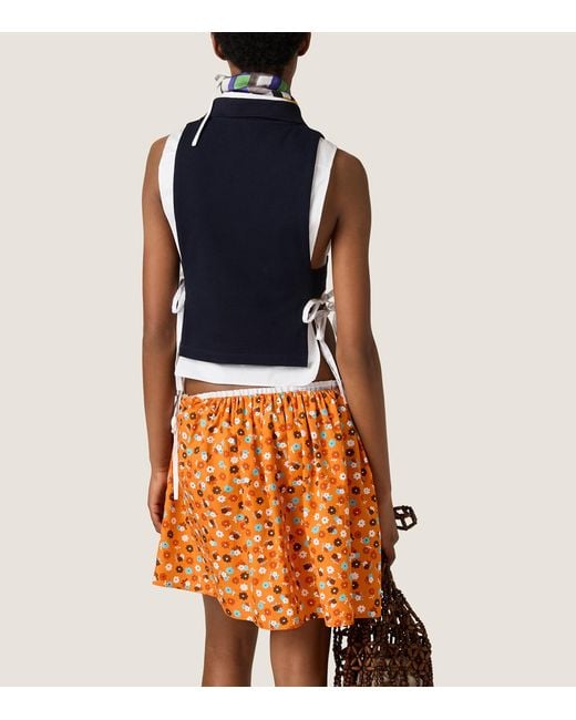 Miu Miu Blue Cotton Piqué Sleeveless Polo Shirt