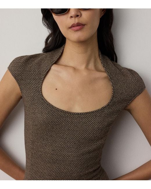 Ralph Lauren Brown Wool-Silk Tweed Maisey Midi Dress