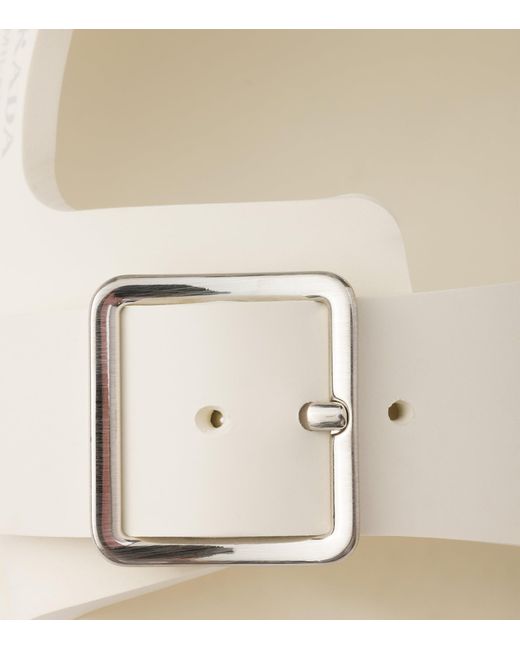 Prada White Rubber Strap Slides