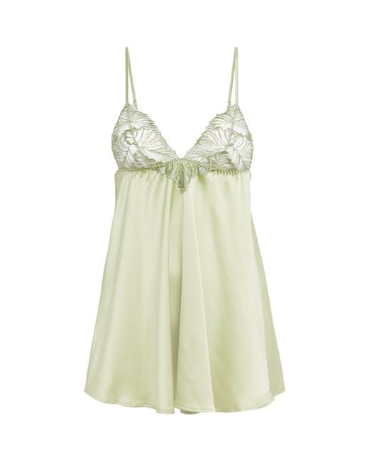 Coco De Mer Green Laurel Babydoll Slip Dress