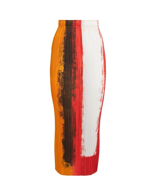 Pleats Please Issey Miyake Red Jump Midi Skirt