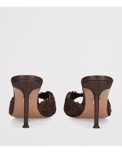 Aquazzura Brown Raffia Rio Flirt Heeled Mules 75
