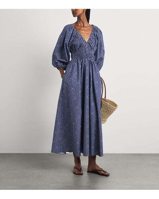 Matteau Blue Organic Cotton Paisley Maxi Dress