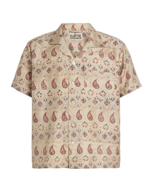 Kartik Research Natural Silk Printed Short-Sleeve Shirt for men