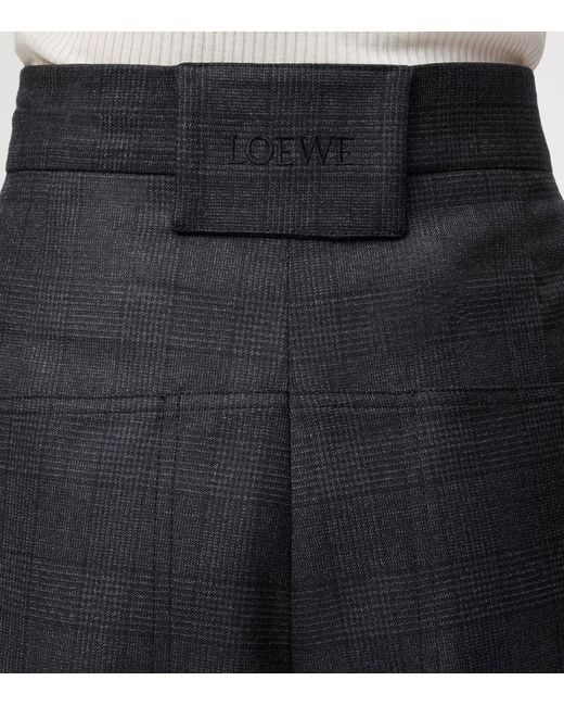 Loewe Blue Wool-Blend Check Cargo Shorts