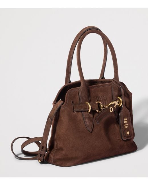 Miu Miu Brown Suede Aventure Top-Handle Bag
