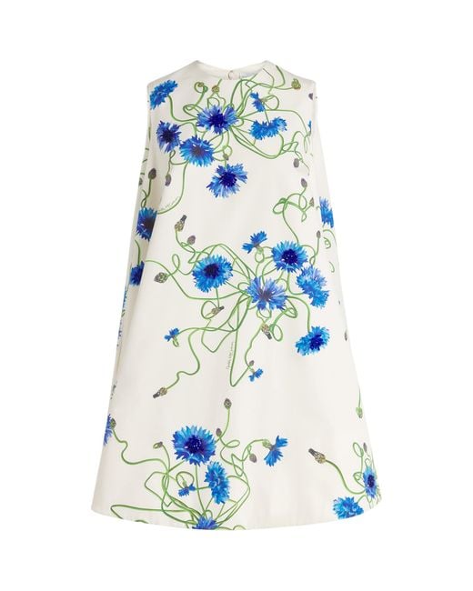 Stella McCartney Blue Cotton Floral A-Line Mini Dress