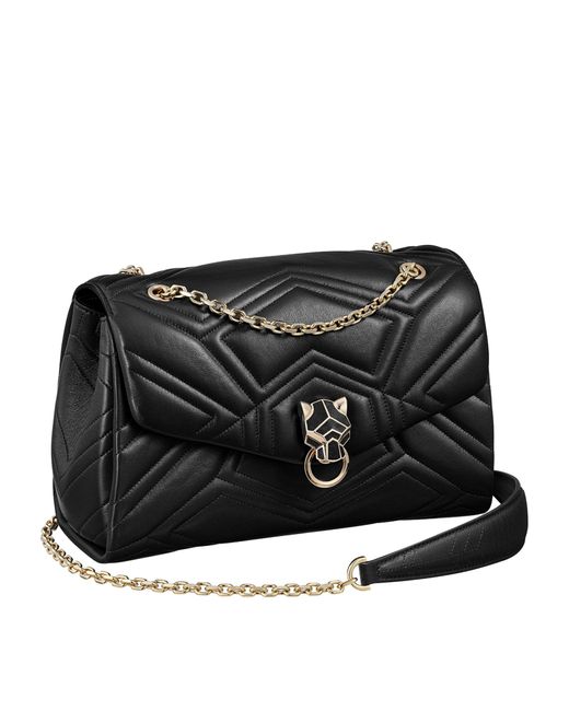 Cartier Black Leather Quilted Panthère De Shoulder Bag