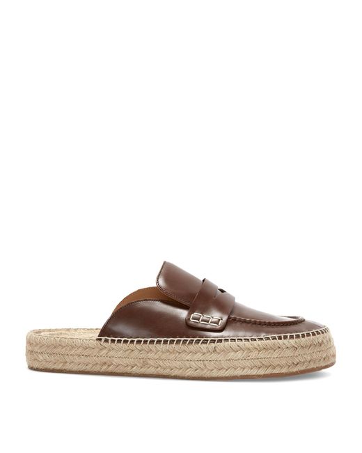 J.W. Anderson Brown Leather Espadrille Loafer Mules for men