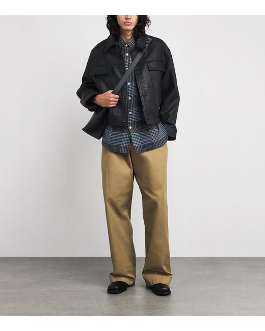 sunflower Blue Cotton-Cashmere-Blend Check Shirt for men