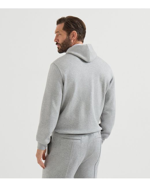 Brunello Cucinelli Gray French Terry Zip-Up Hoodie for men