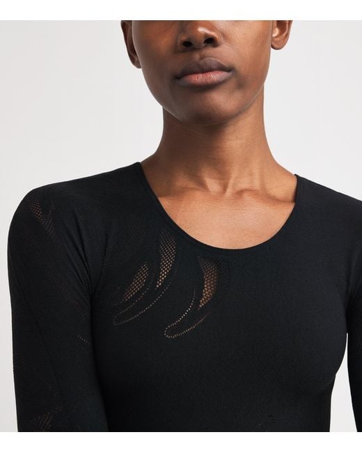 Wolford Black Net Rose Bodysuit