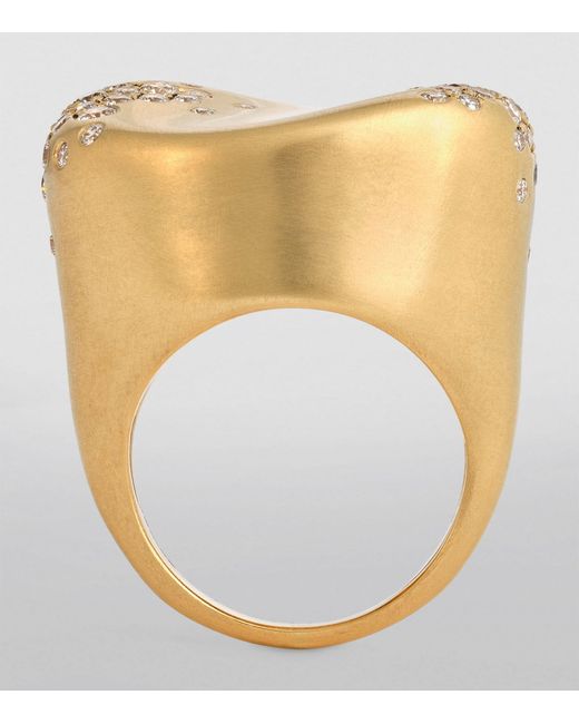 Nada Ghazal Natural Yellow Gold And Champagne Diamond My Muse Storm Ring