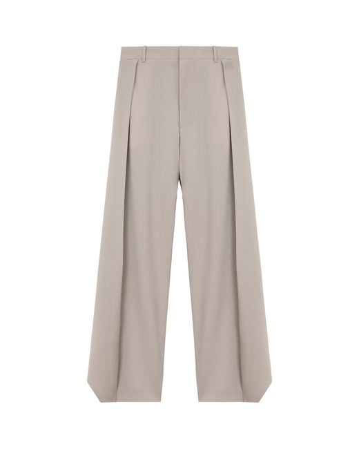 Loewe Gray Wool-Blend Pleated Trousers