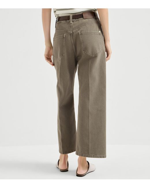 Brunello Cucinelli Gray Cotton Denim Garment-Dyed Trousers