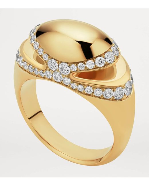 BVLGARI Metallic And Diamond Cabochon Ring