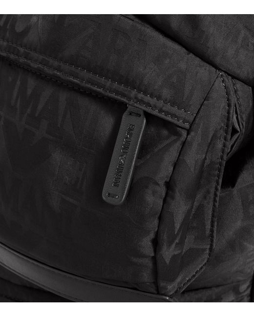 Emporio Armani Black Logo Backpack for men