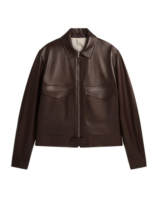 Dunhill Brown Leather Flight Jacket for men