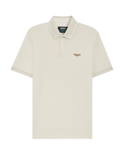Boss White X Aston Martin Cotton-Wool Polo Shirt for men