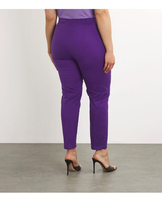 Marina Rinaldi Purple Cotton-blend Tailored Trousers