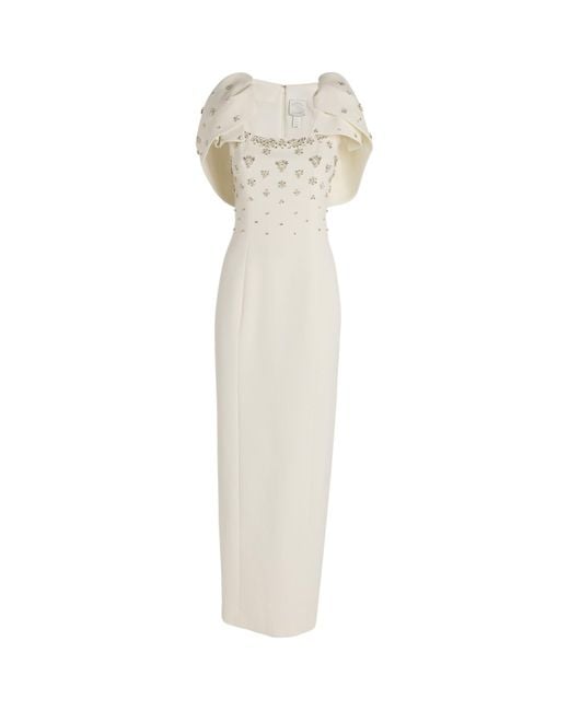 Huishan Zhang White Crepe Embellished Adelaide Dress