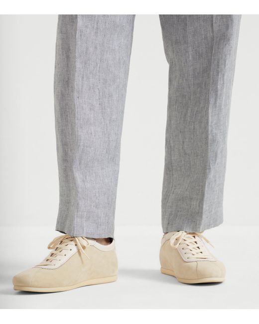 Brunello Cucinelli Natural Washed Suede Sneakers for men