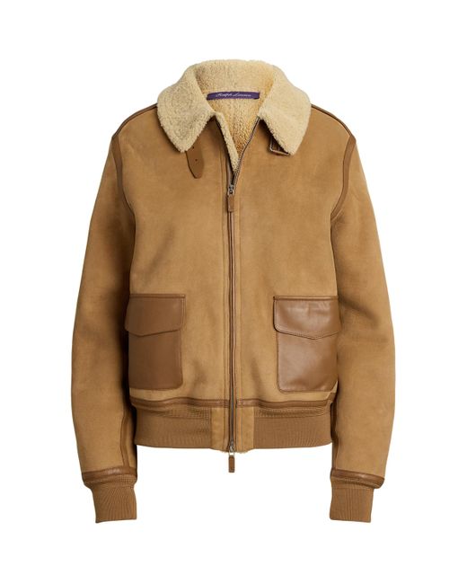 Ralph Lauren Brown Shearling Bomber Jacket