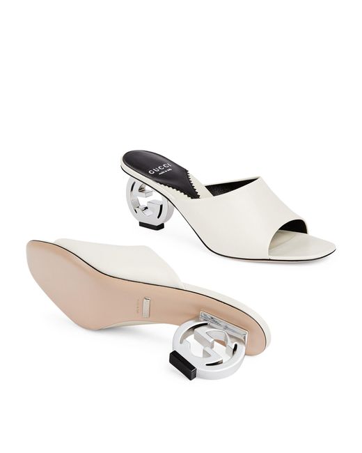 Gucci White Gg Heeled Sandals
