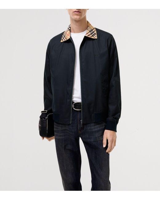 Burberry Black Gabardine Glenfields Harrington Jacket for men
