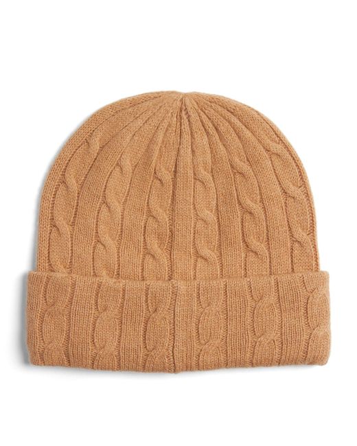 Polo Ralph Lauren Brown Wool-cashmere Cable Knit Beanie