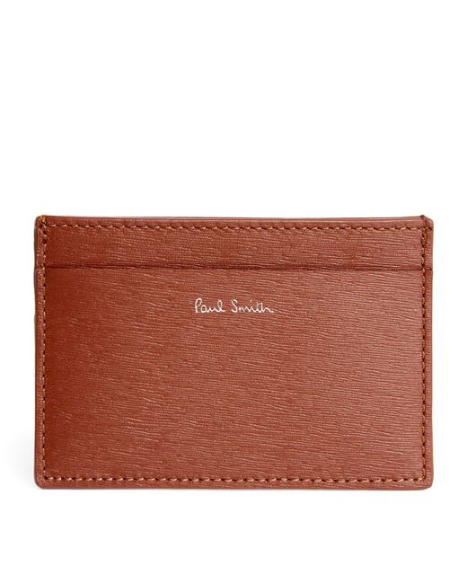 Paul Smith Brown Leather Logo Card Holder for men