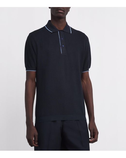 Paul & Shark Blue Cotton-Cashmere Polo Shirt for men