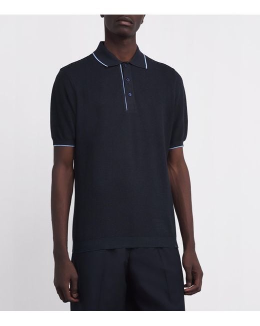 Paul & Shark Blue Cotton-Cashmere Polo Shirt for men