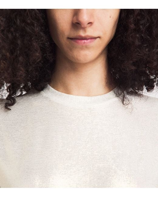 Maje White Lamé T-Shirt