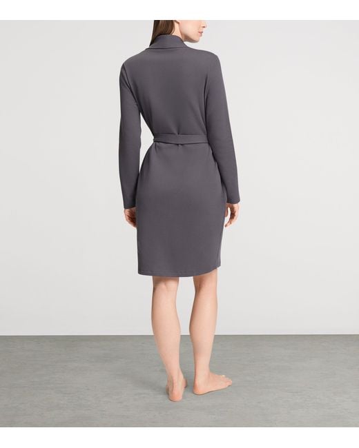 Hanro Gray Cotton-Blend Robe