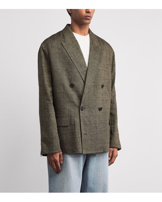 Our Legacy Green Linen-Silk-Cotton Halt Blazer for men