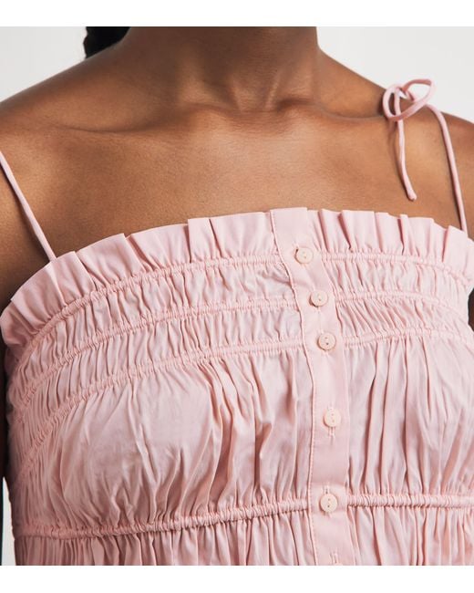 Skims Pink Cotton-Blend Poplin Apparel Cami Top