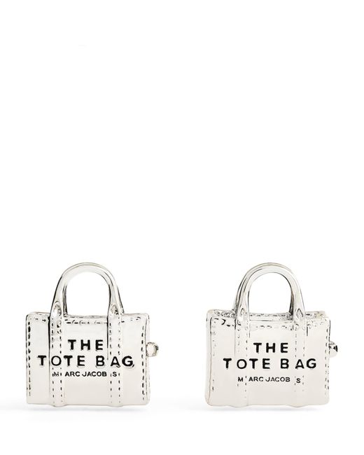 Marc Jacobs White Plated The Tote Bag Stud Earrings