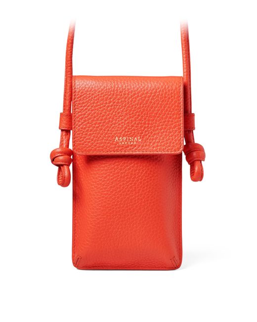 Aspinal Red Leather Ella Phone Pouch