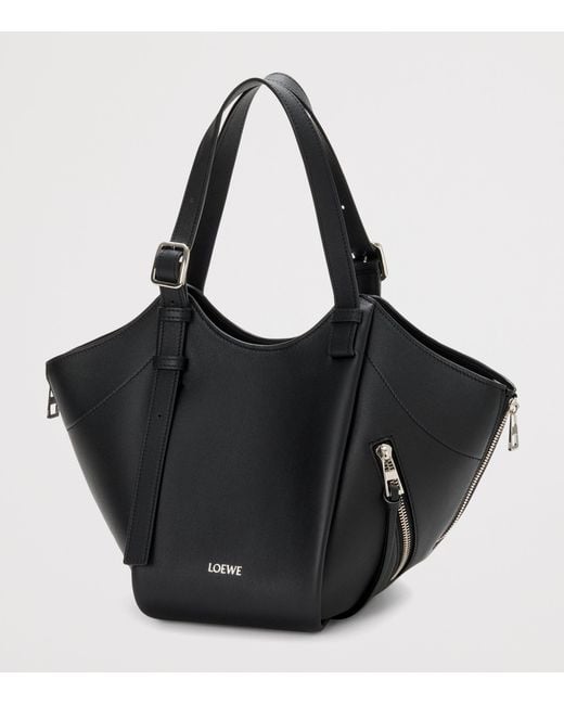 Loewe Black Leather Hammock Flip Tote Bag