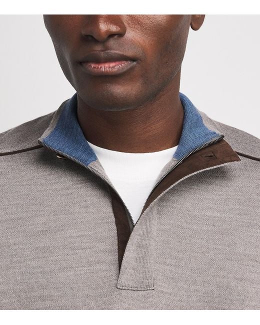 Paul & Shark Gray Virgin Wool Quarter-Zip Sweater for men