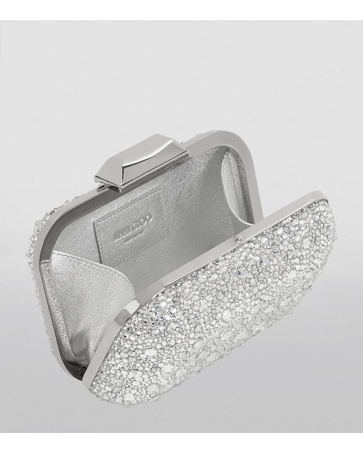 Jimmy Choo Gray Crystal-Embellished Cloud Clutch Bag