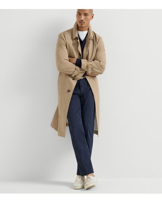 Brunello Cucinelli Blue Pima Cotton Comfort Gabardine Trousers for men