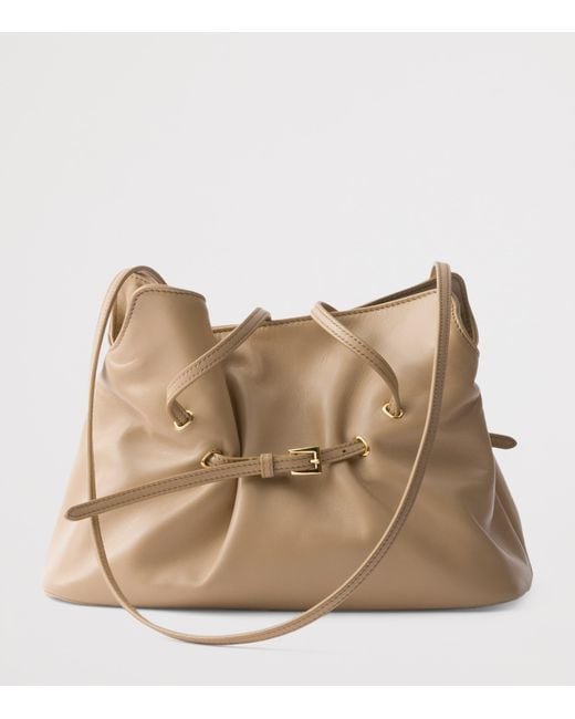 Prada Natural Small Leather Dada Shoulder Bag