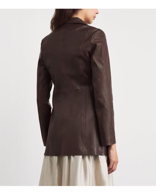 Nour Hammour Brown Monica Leather Jacket