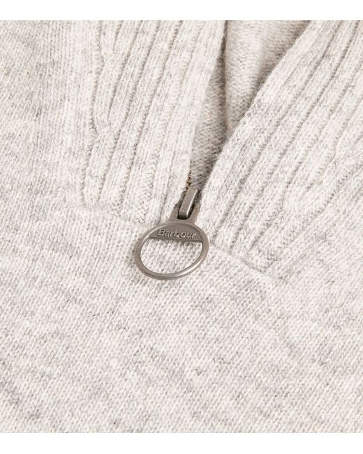 Barbour White Wool Half-Zip Sweater for men