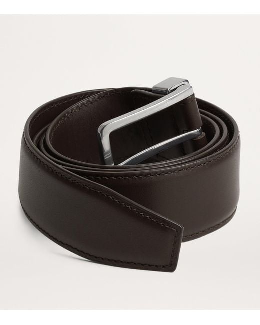Bottega Veneta Black Leather Intreccio Loop Belt for men